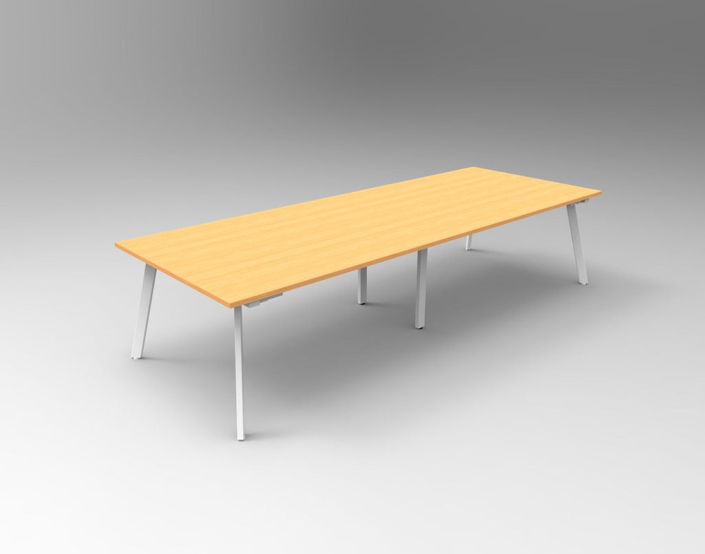 Rapidline Eternity Rectangle Meeting and Boardroom Table 3200 x 1200mm Beech / White Satin