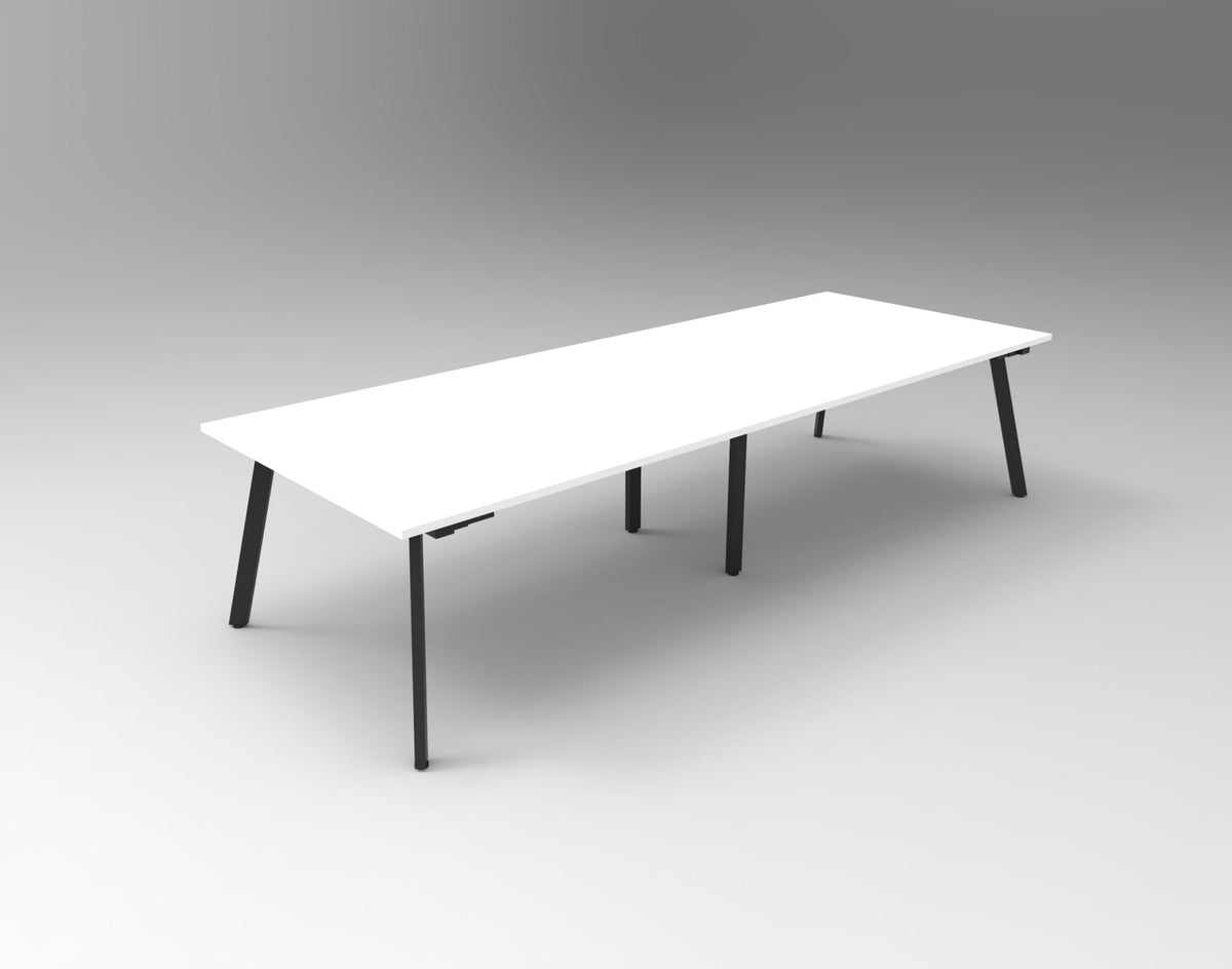 Rapidline Eternity Rectangle Meeting and Boardroom Table 3200 x 1200mm Natural White / Black Satin