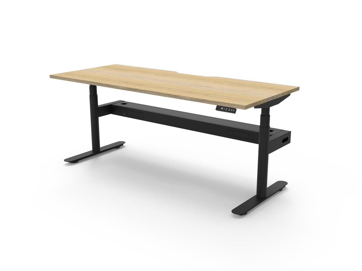 Rapidline Halo Plus Single Sided Workstation 1800 x 750mm with Cable Tray Natural Oak / Black Satin