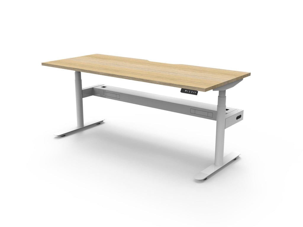 Rapidline Halo Plus Single Sided Workstation 1800 x 750mm with Cable Tray Natural Oak / White Satin