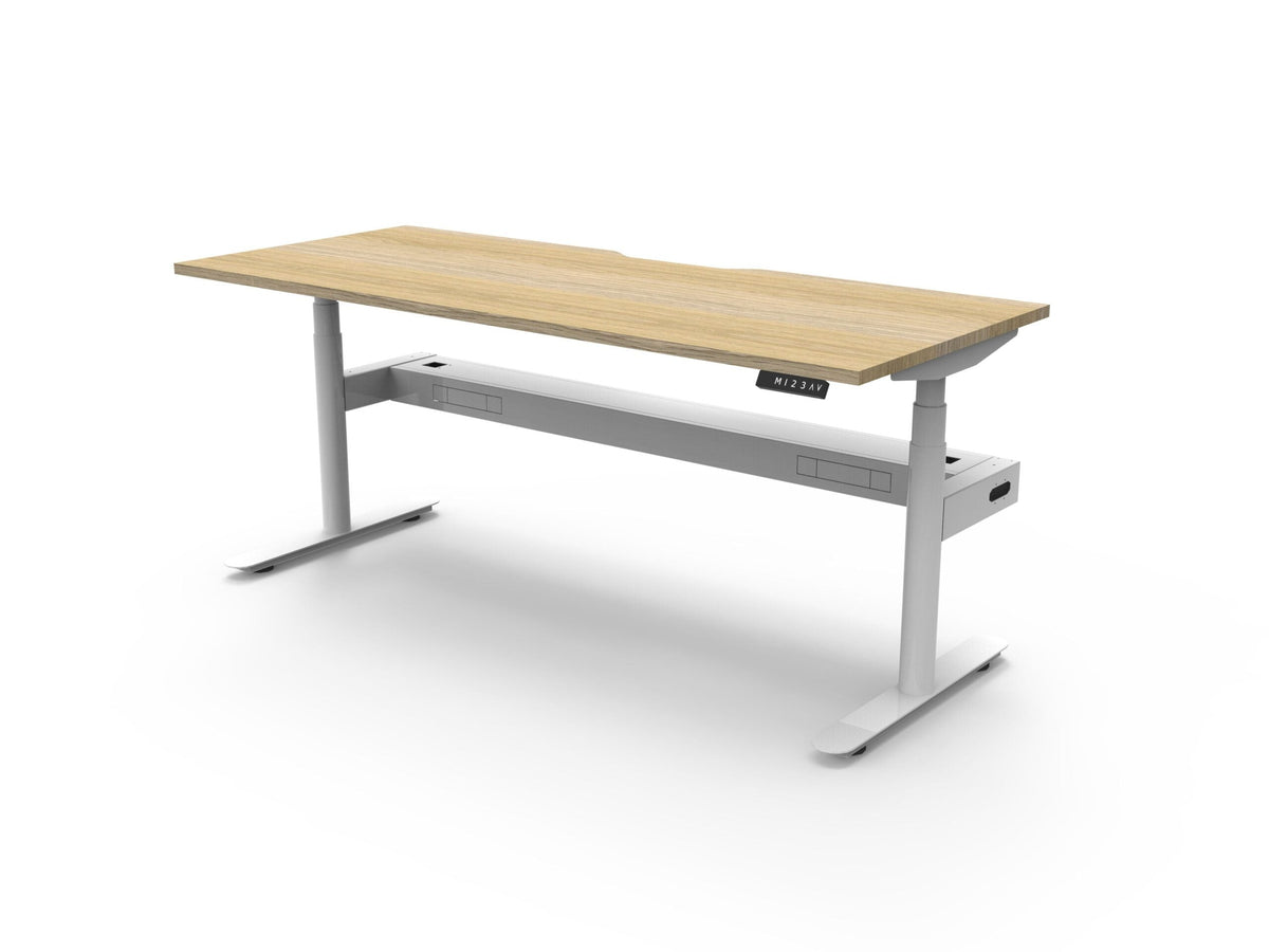 Rapidline Halo Plus Single Sided Workstation 1800 x 750mm with Cable Tray Natural Oak / White Satin