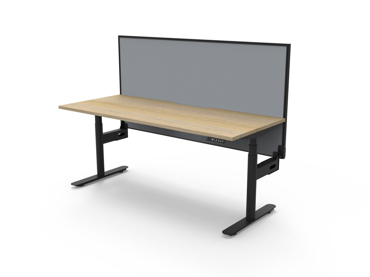 Rapidline Halo Plus Single Sided Workstation 1500 x 750mm with Screen Natural Oak / Black Satin