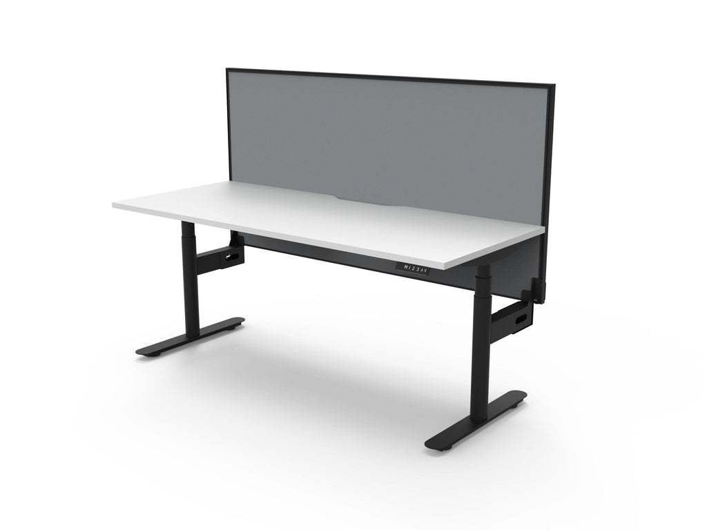 Rapidline Halo Plus Single Sided Workstation 1500 x 750mm with Screen Natural White / Black Satin