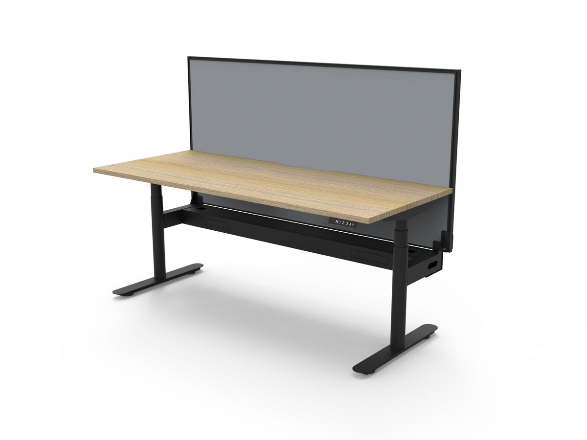 Rapidline Halo Plus Single Sided Workstation 1800 x 750mm with Screen and Cable Tray Natural Oak / Black Satin