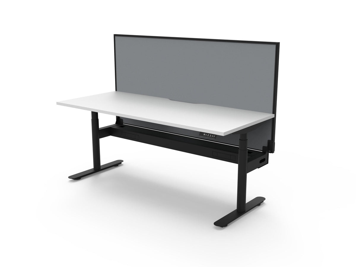 Rapidline Halo Plus Single Sided Workstation 1500 x 750mm with Screen and Cable Tray Natural White / Black Satin
