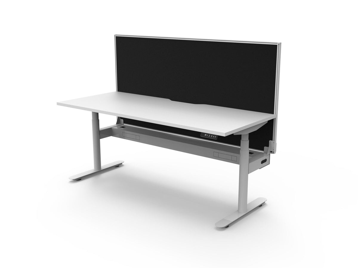 Rapidline Halo Plus Single Sided Workstation 1200 x 750mm with Screen and Cable Tray Natural White / White Satin