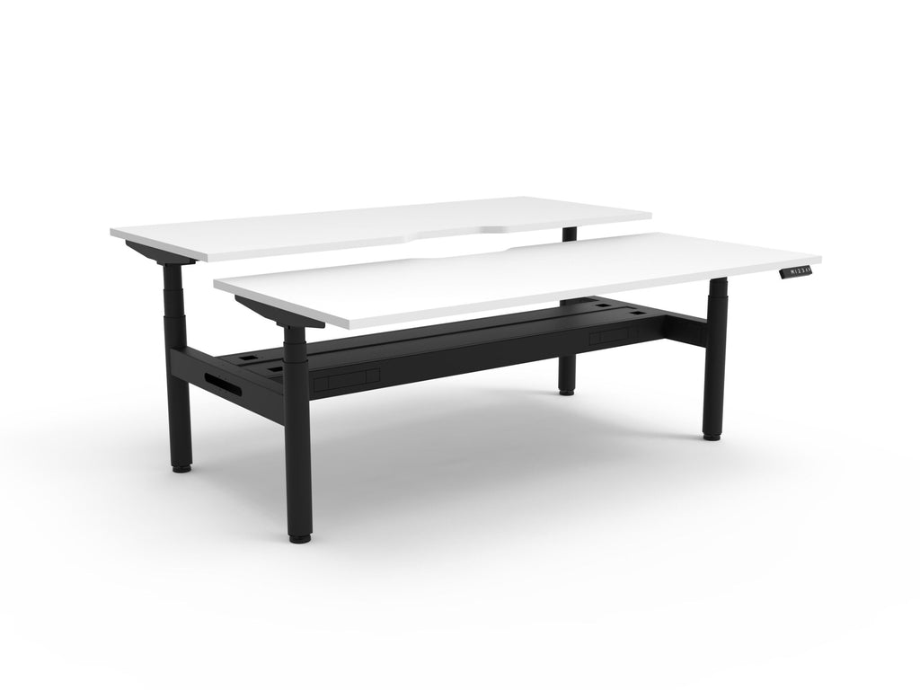 Rapidline Halo Plus Back to Back Workstation 1200 x 750mm with Cable Tray Natural White / Black Satin