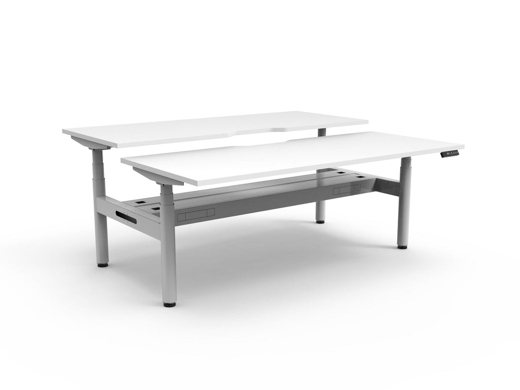 Rapidline Halo Plus Back to Back Workstation 1500 x 750mm with Cable Tray Natural White / White Satin