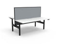 Rapidline Halo Plus Back to Back Workstation 1500 x 750mm with Screen Natural White / Black Satin