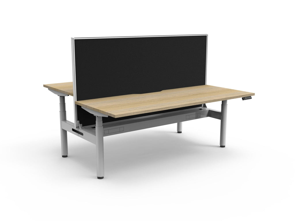 Rapidline Halo Plus Back to Back Workstation 1200 x 750mm with Screen and Cable Tray Natural Oak / White Satin