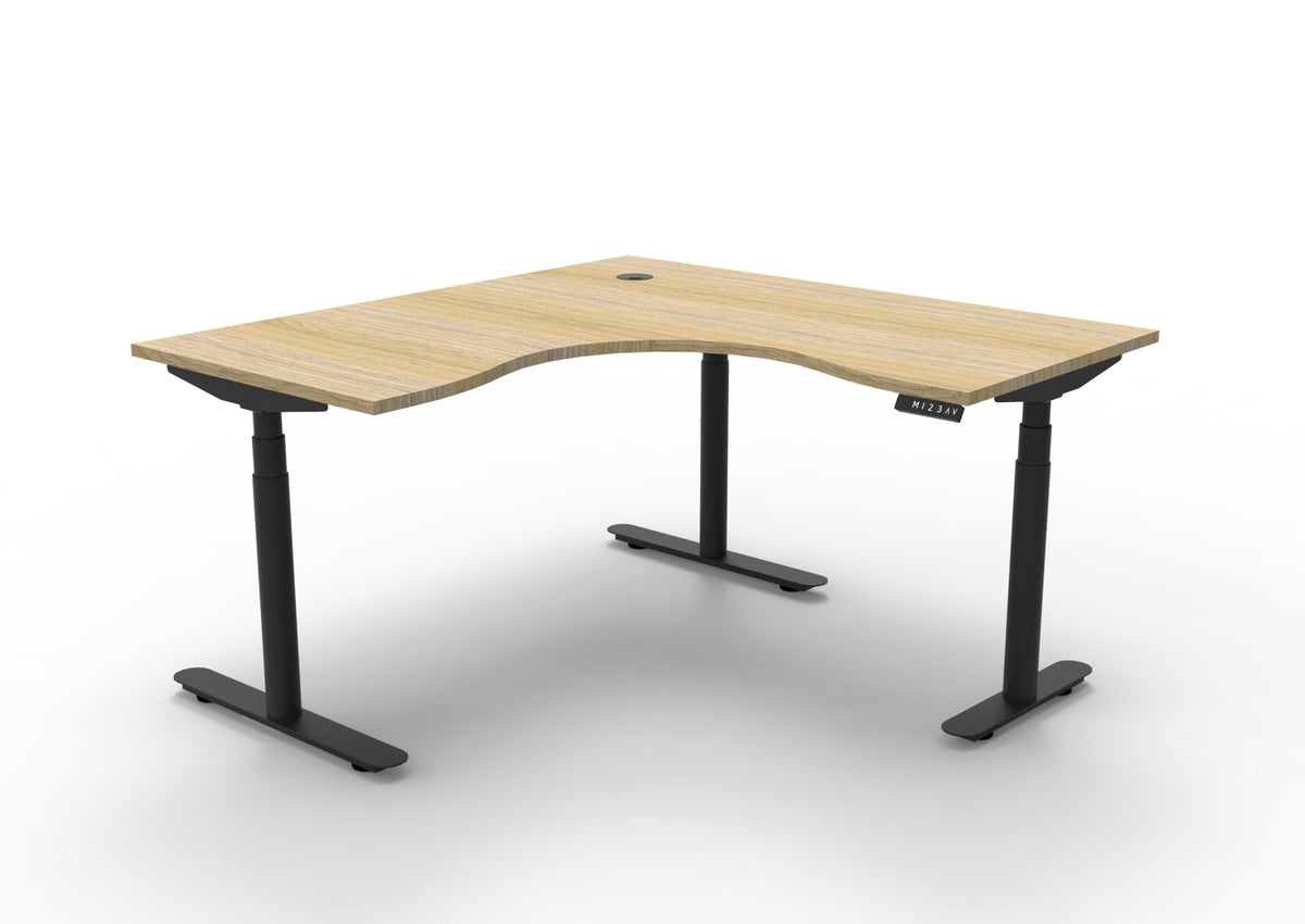 Rapidline Halo Plus Corner Workstation 1500 x 1500 x 750mm Natural Oak / Black Satin