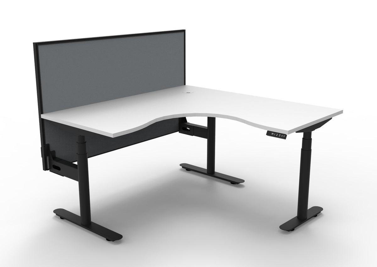 Rapidline Halo Plus Corner Workstation 1500 x 1500 x 750mm with Screen Natural White / Black Satin