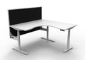 Rapidline Halo Plus Corner Workstation 1500 x 1500 x 750mm with Screen Natural White / White Satin