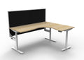 Rapidline Halo Plus Corner Workstation 1800 x 1500 x 750mm with Screen Natural Oak / White Satin