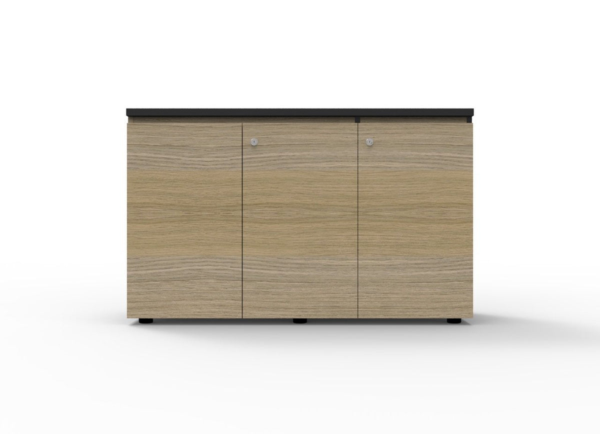 Rapidline Deluxe Infinity Swing 3 Door Cupboard 1200 x 450 x 730mm Natural Oak / Black