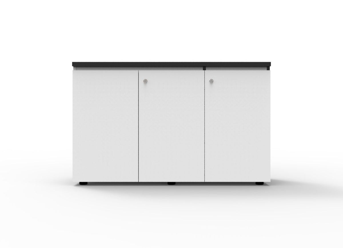 Rapidline Deluxe Infinity Swing 2 Door Cupboard 900 x 600 x 730mm Natural White / Black