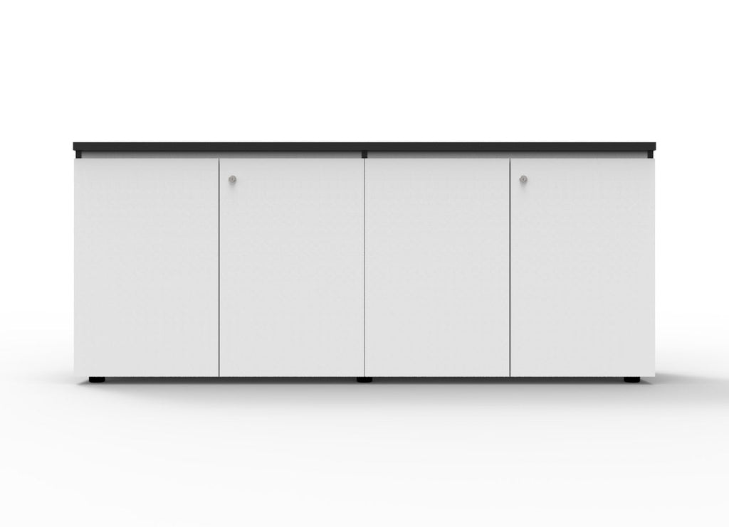 Rapidline Deluxe Infinity Swing 3 Door Cupboard 1500 x 450 x 730mm Natural White / Black