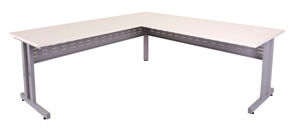 Rapidline Rapid Span C Leg Corner Workstation 1800 x 1800 x 700/600mm Natural White / Precious Silver Base