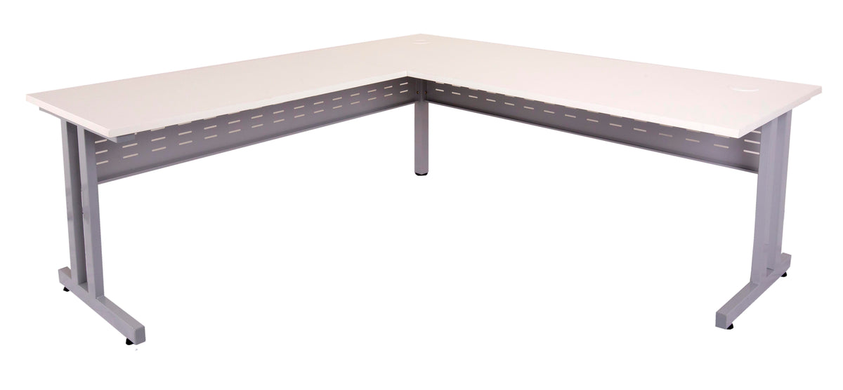 Rapidline Rapid Span C Leg Corner Workstation 1800 x 1800 x 700/600mm Natural White / Precious Silver Base