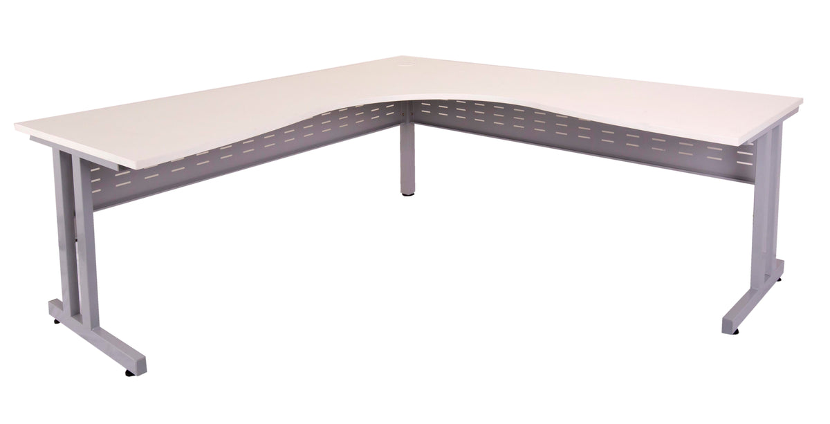 Rapidline Rapid Span C Leg Corner Workstation 1800 x 1800 x 700mm Natural White / Precious Silver Base