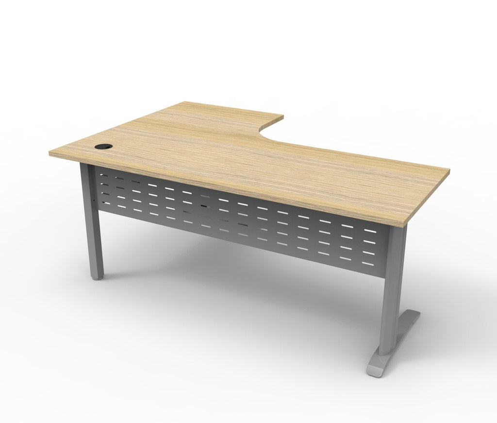 Rapidline Deluxe Rapid Span Corner Workstation 1500 x 1500 x 730mm Natural Oak / White Satin
