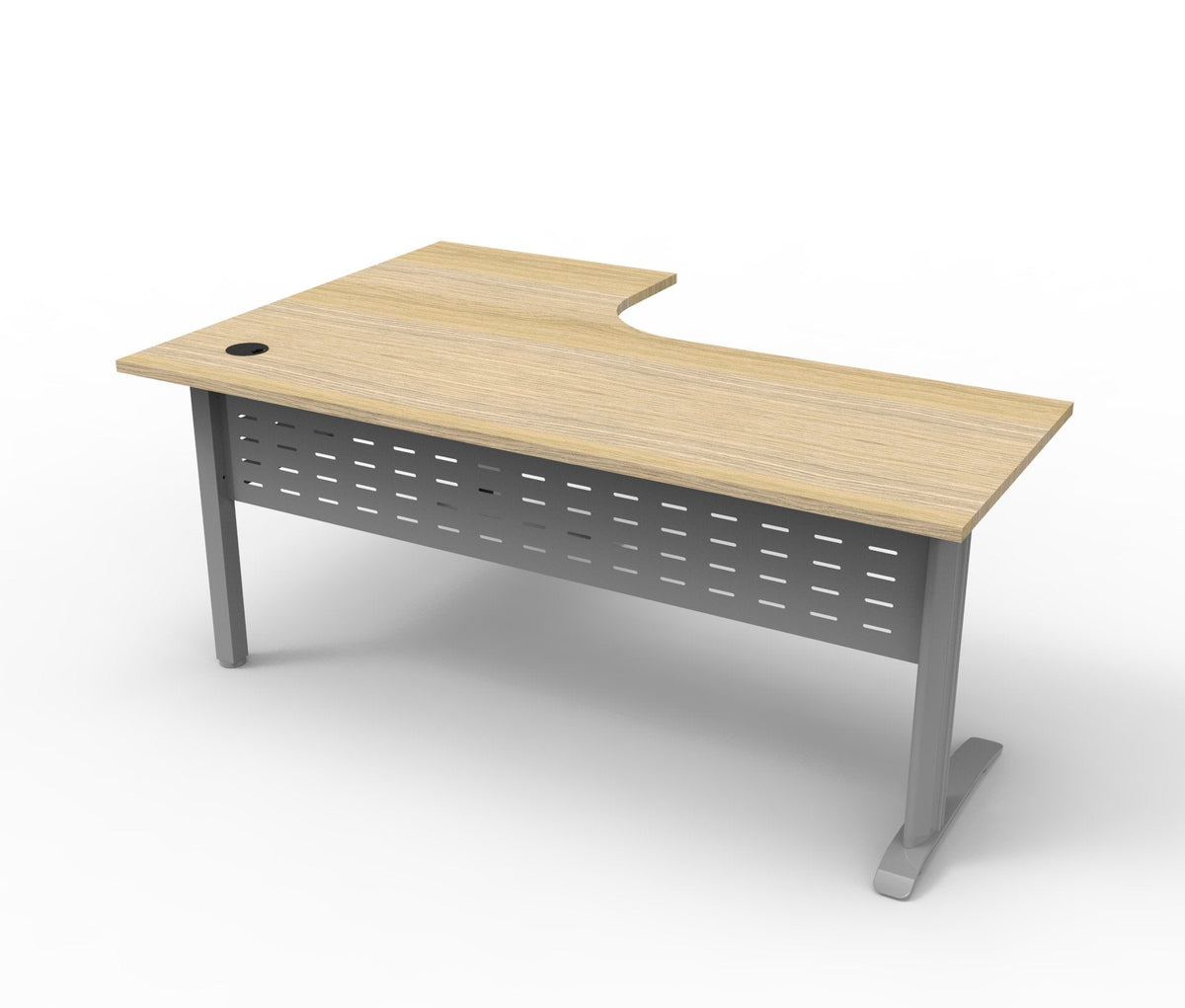 Rapidline Deluxe Rapid Span Corner Workstation 1800 x 1500 x 750mm Natural Oak / Precious Silver