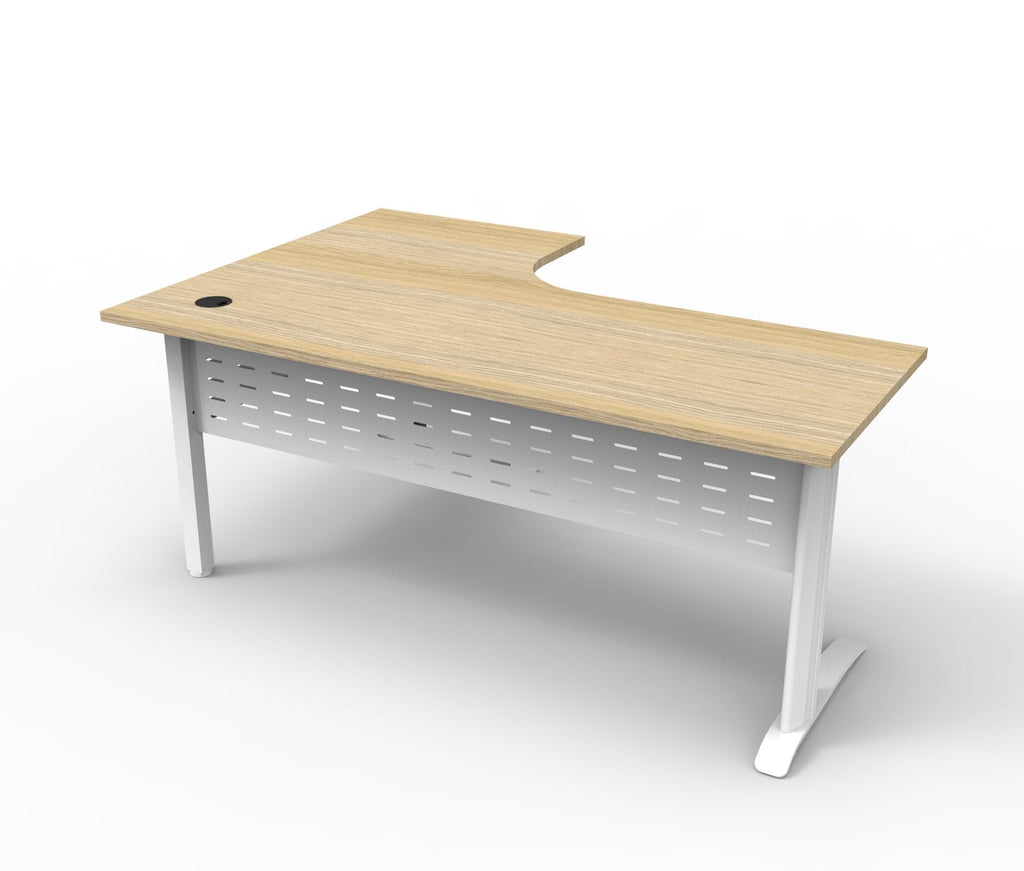Rapidline Deluxe Rapid Span Corner Workstation 1800 x 1500 x 750mm Natural Oak / White Satin