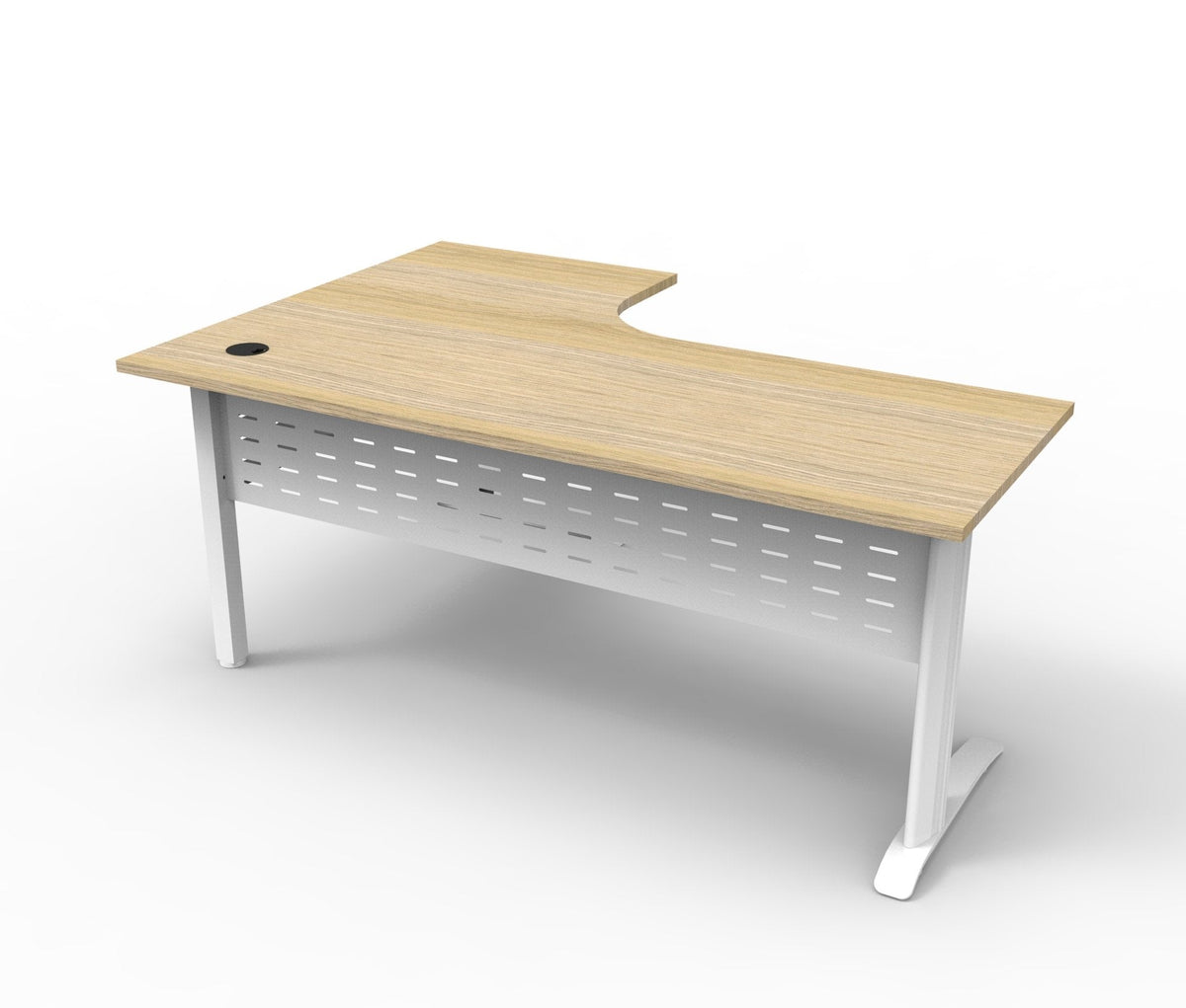 Rapidline Deluxe Rapid Span Corner Workstation 1800 x 1500 x 750mm Natural Oak / White Satin