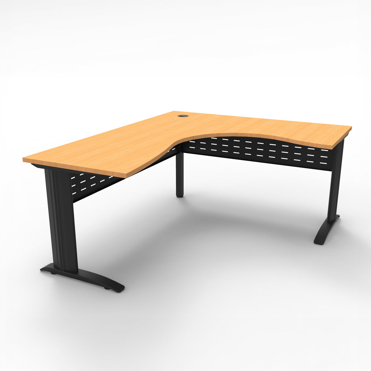 Rapidline Rapid Span Corner Workstation 1800 x 1200 x 700mm Beech / Black Satin