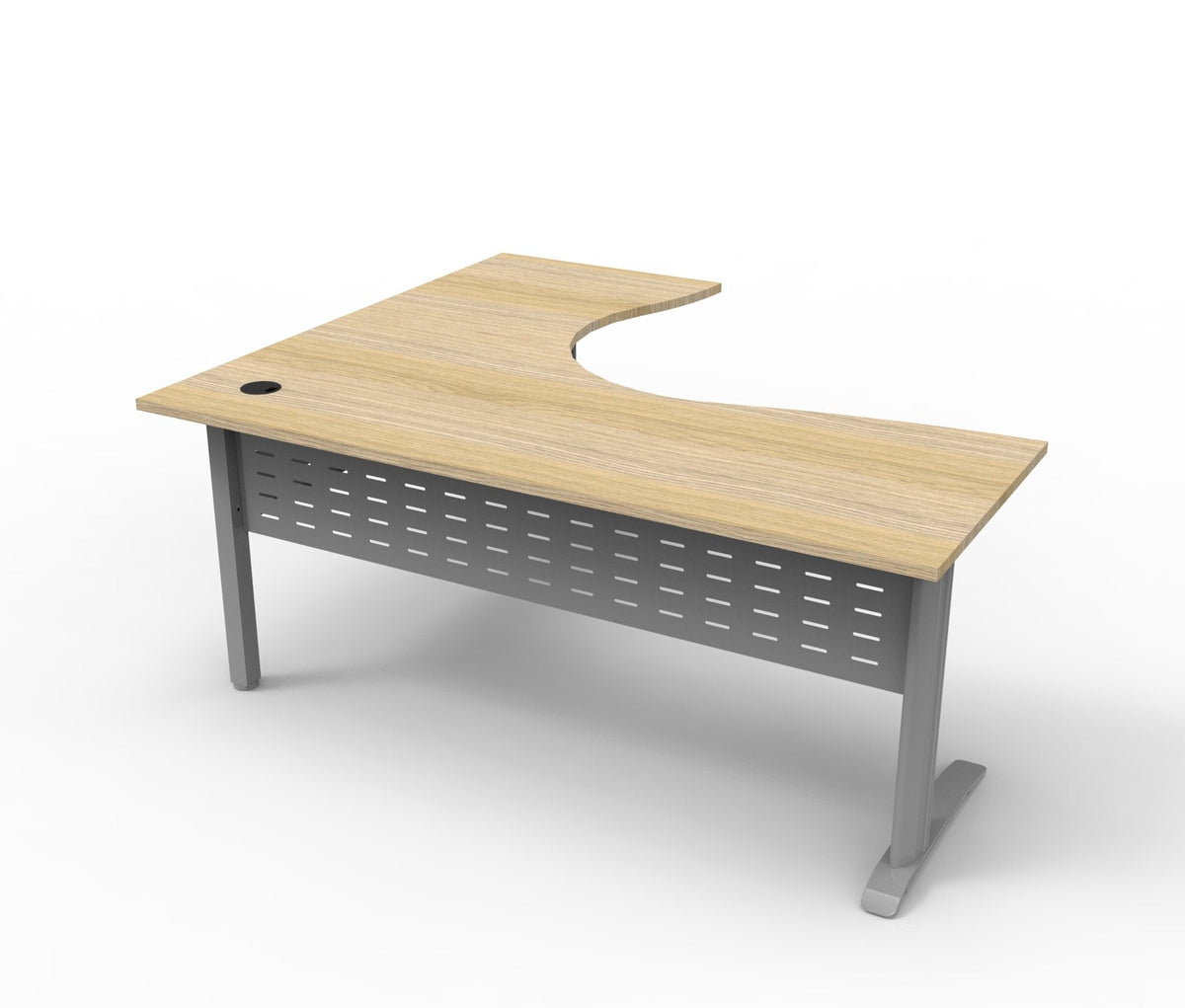Rapidline Deluxe Rapid Span Corner Workstation 1800 x 1500 x 750mm Natural Oak / Precious Silver