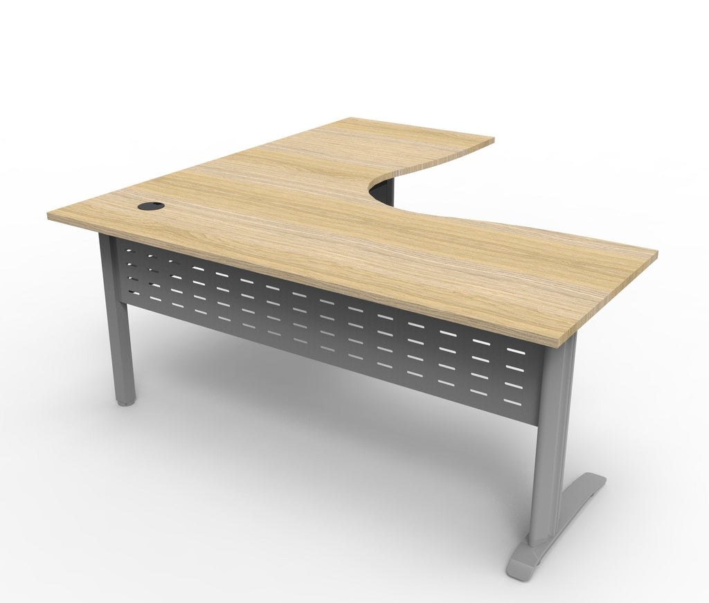Rapidline Deluxe Rapid Span Corner Workstation 1800 x 1500 x 750mm Natural Oak / Precious Silver