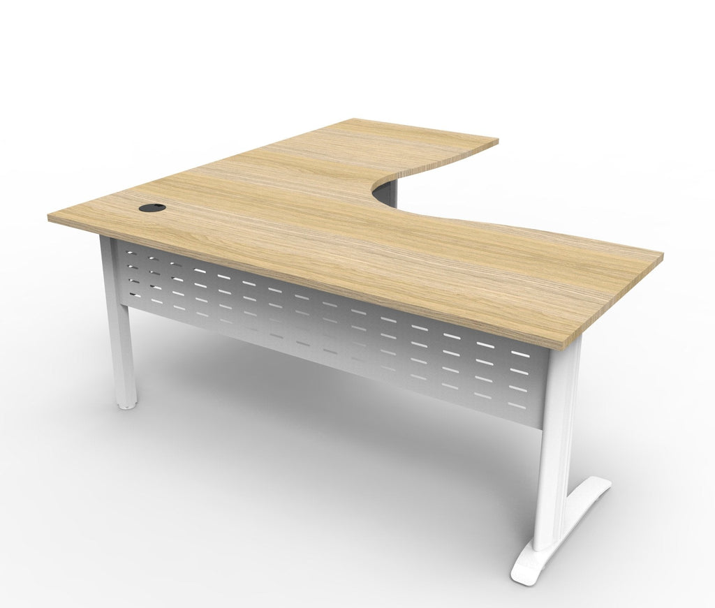 Rapidline Deluxe Rapid Span Corner Workstation 1800 x 1500 x 750mm Natural Oak / Precious Silver