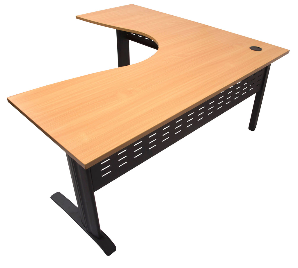 Rapidline Rapid Span Corner Workstation 1800 x 1200 x 700mm Beech / Black Satin