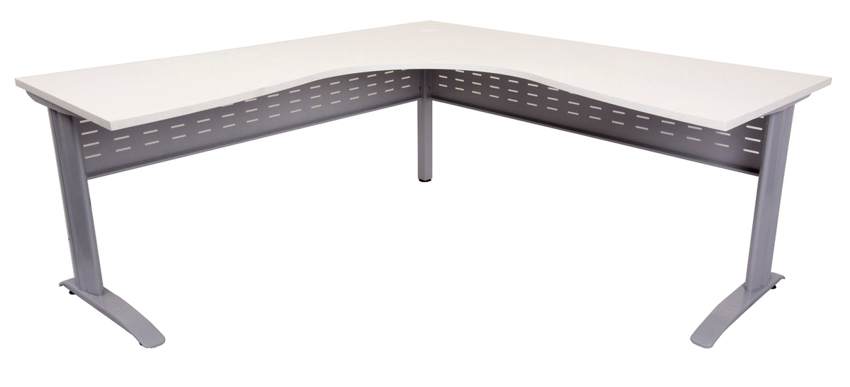 Rapidline Rapid Span C Leg Corner Workstation 1800 x 1800 x 700mm Natural White / Precious Silver Base