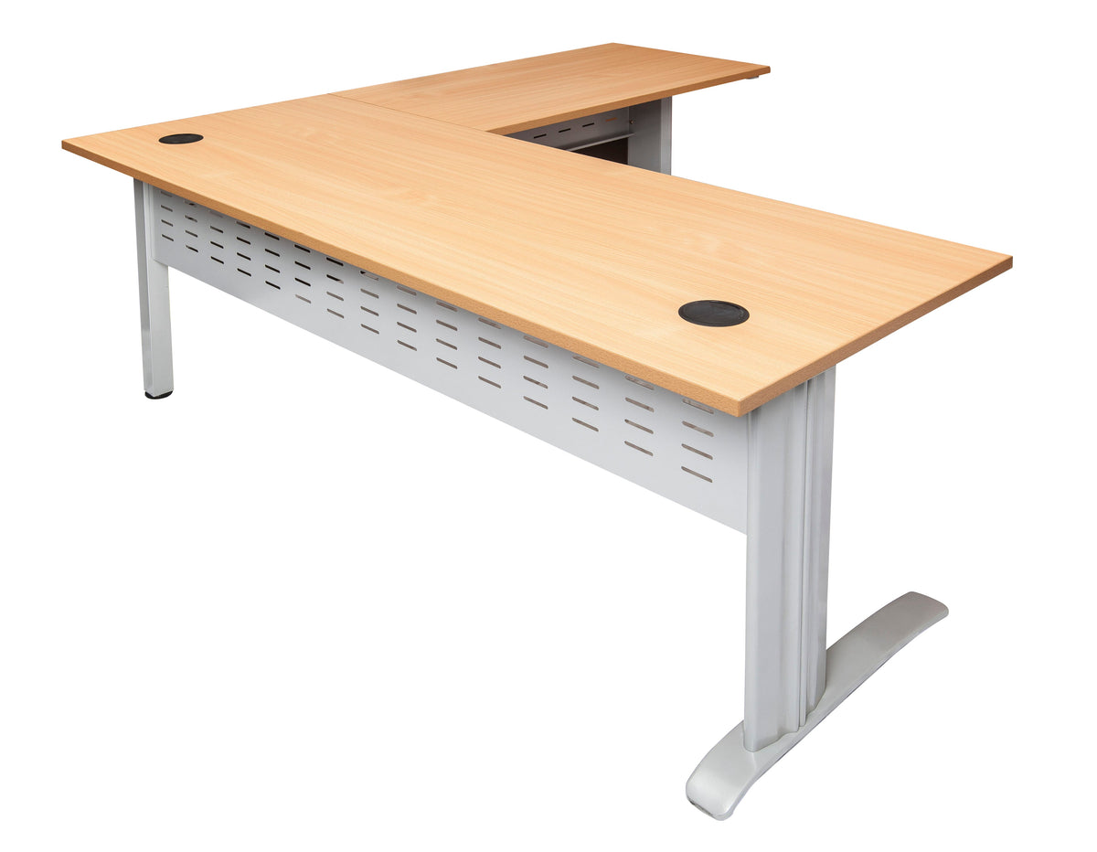 Rapidline Rapid Span Open Workstation with Return 1800 x 1800 x 700mm Beech / White Satin