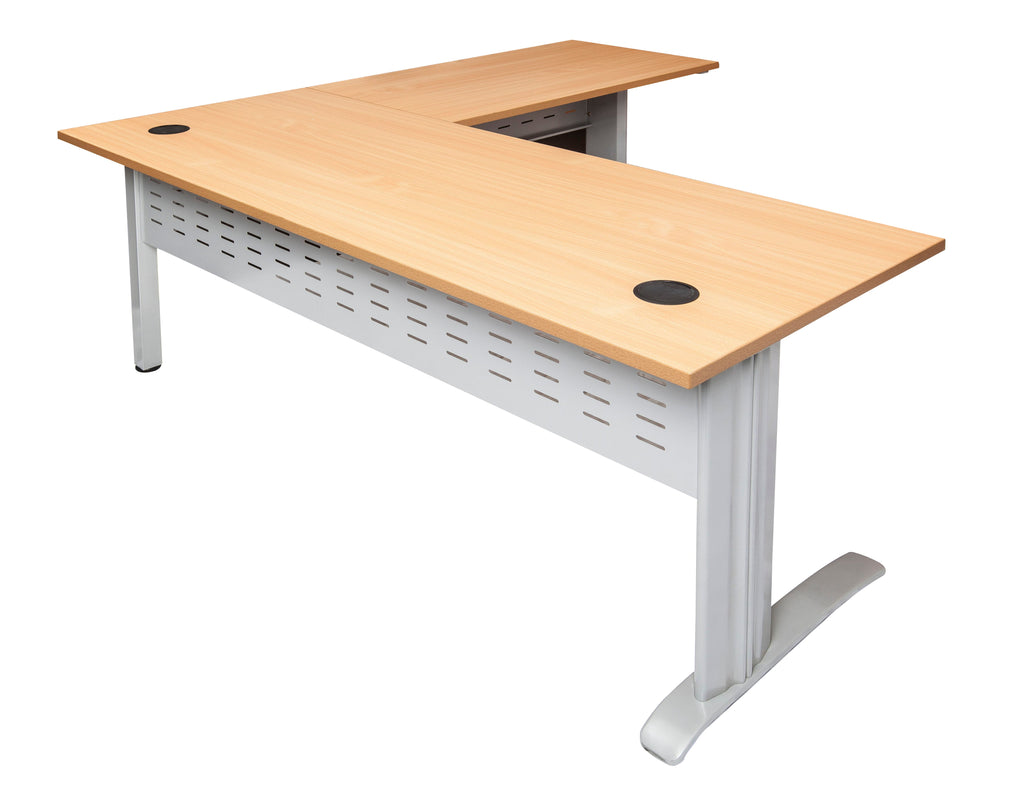 Rapidline Rapid Span Open Workstation with Return 1800 x 1800 x 700mm Beech / Black Satin