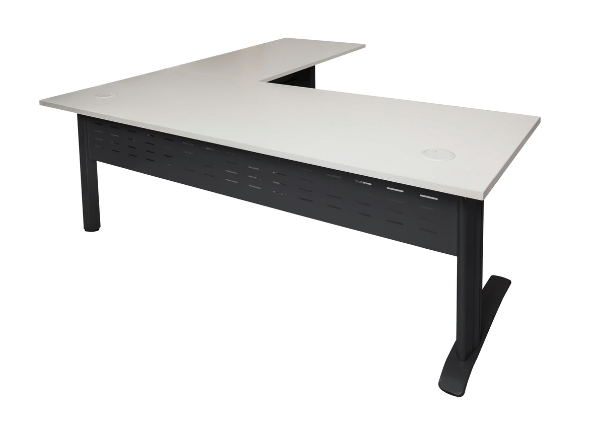 Rapidline Rapid Span Open Workstation with Return 1800 x 1800 x 700mm Beech / White Satin