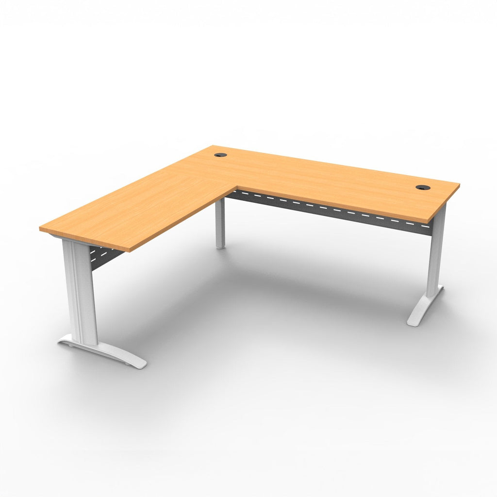 Rapidline Rapid Span Open Workstation with Return 1800 x 1800 x 700mm Natural White / Black Satin