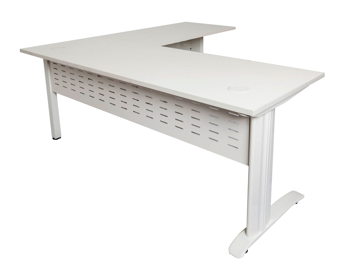 Rapidline Rapid Span Open Workstation with Return 1800 x 1800 x 700mm Natural White / Black Satin