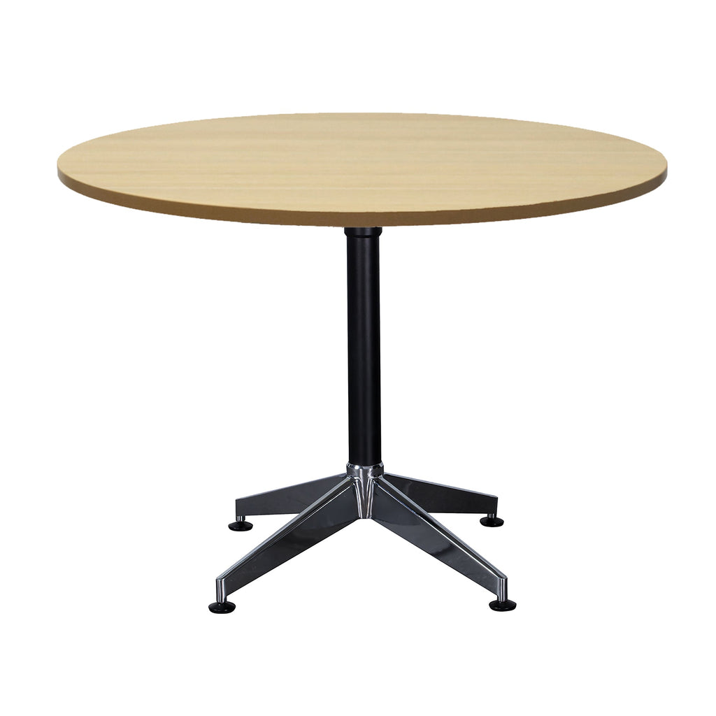 Rapidline Typhoon Large Round Meeting Table 1500mm Diameter Natural Oak / Black Aluminium