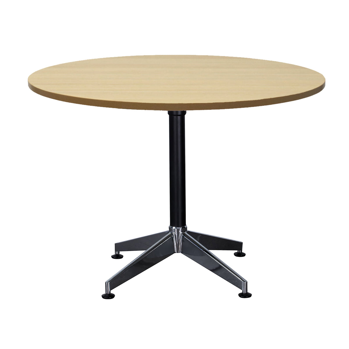 Rapidline Typhoon 4 Star Round Meeting Table 1200mm Diameter Natural Oak / Black