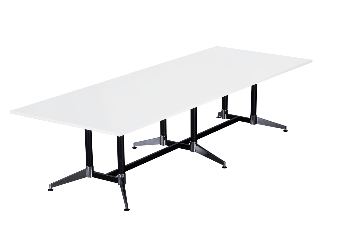 Rapidline Typhoon Meeting and Boardroom Table 4000 x 1200mm Natural White / Black