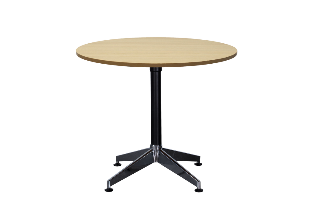 Rapidline Typhoon Large Round Meeting Table 1500mm Diameter Natural Oak / Black Aluminium