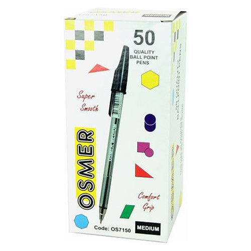 Osmer Ballpoint Pen Medium Black Box of 50