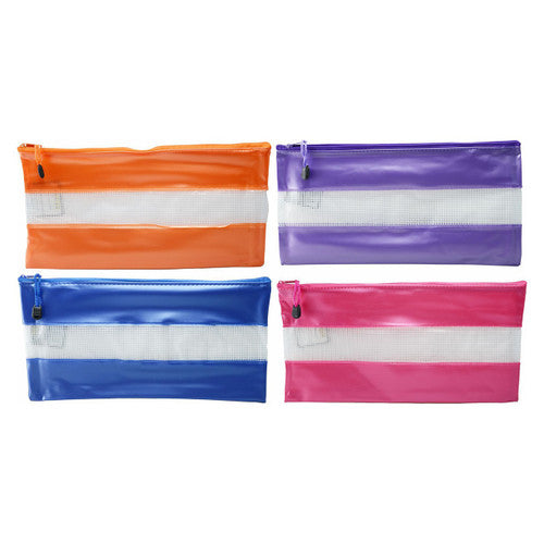 Osmer PVC Mesh Case with Coloured Bands 34 x 17cm Assorted