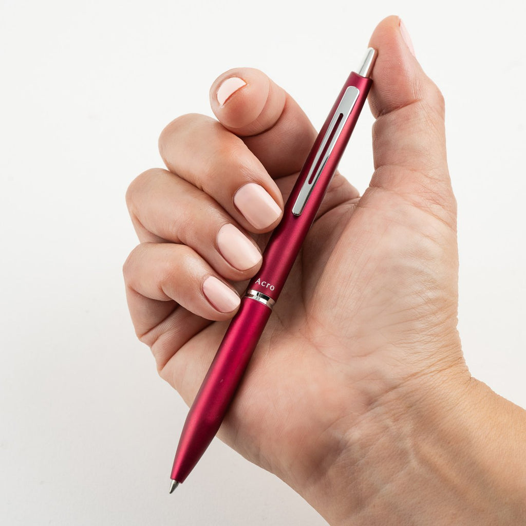 PILOT Acro 1000 Retractable Ballpoint Extra Fine Metallic Red Barrel Silver Accent Black Ink