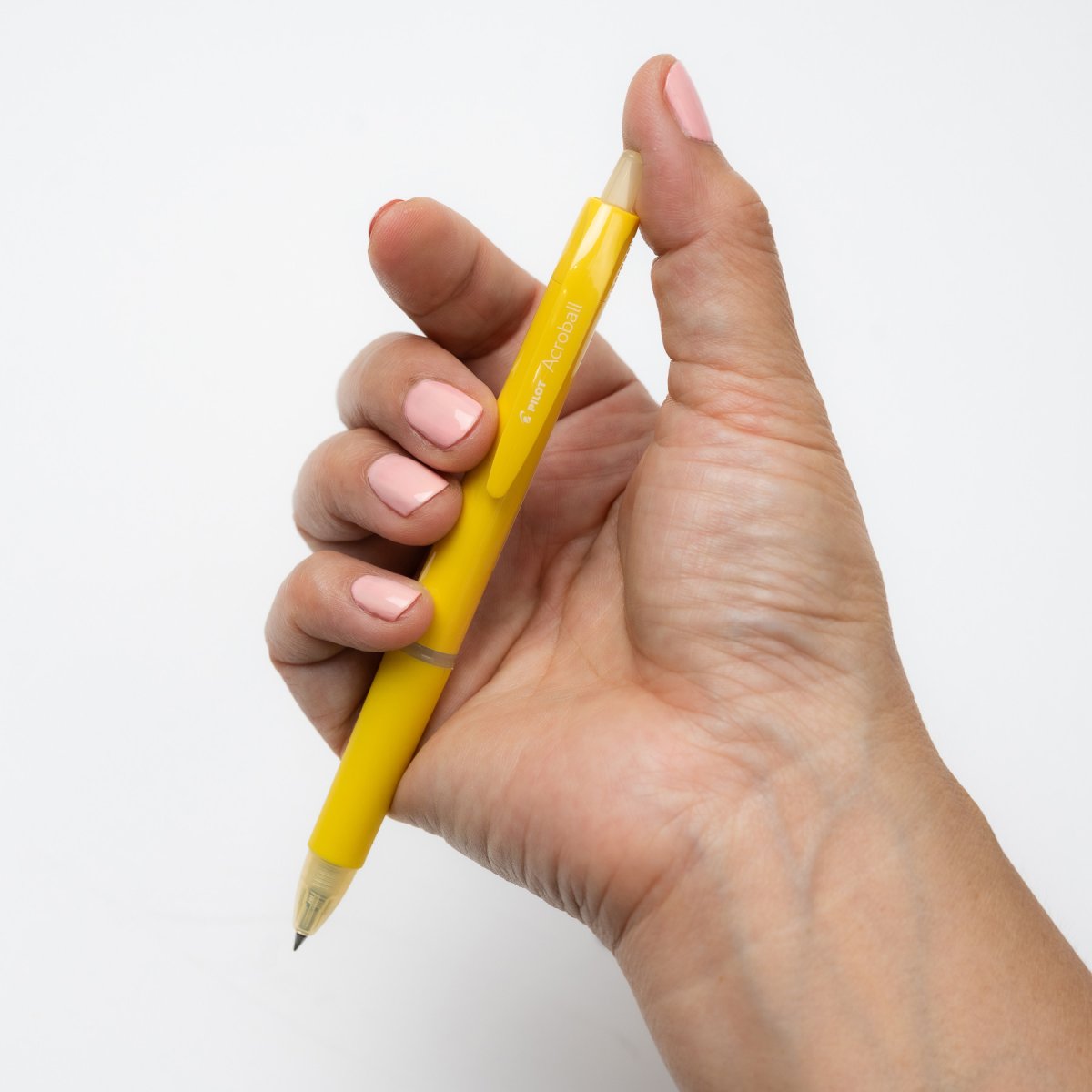 PILOT Acroball 150 Hybrid Retractable Ballpoint Extra Fine Yellow Barrel Black Ink Box of 10