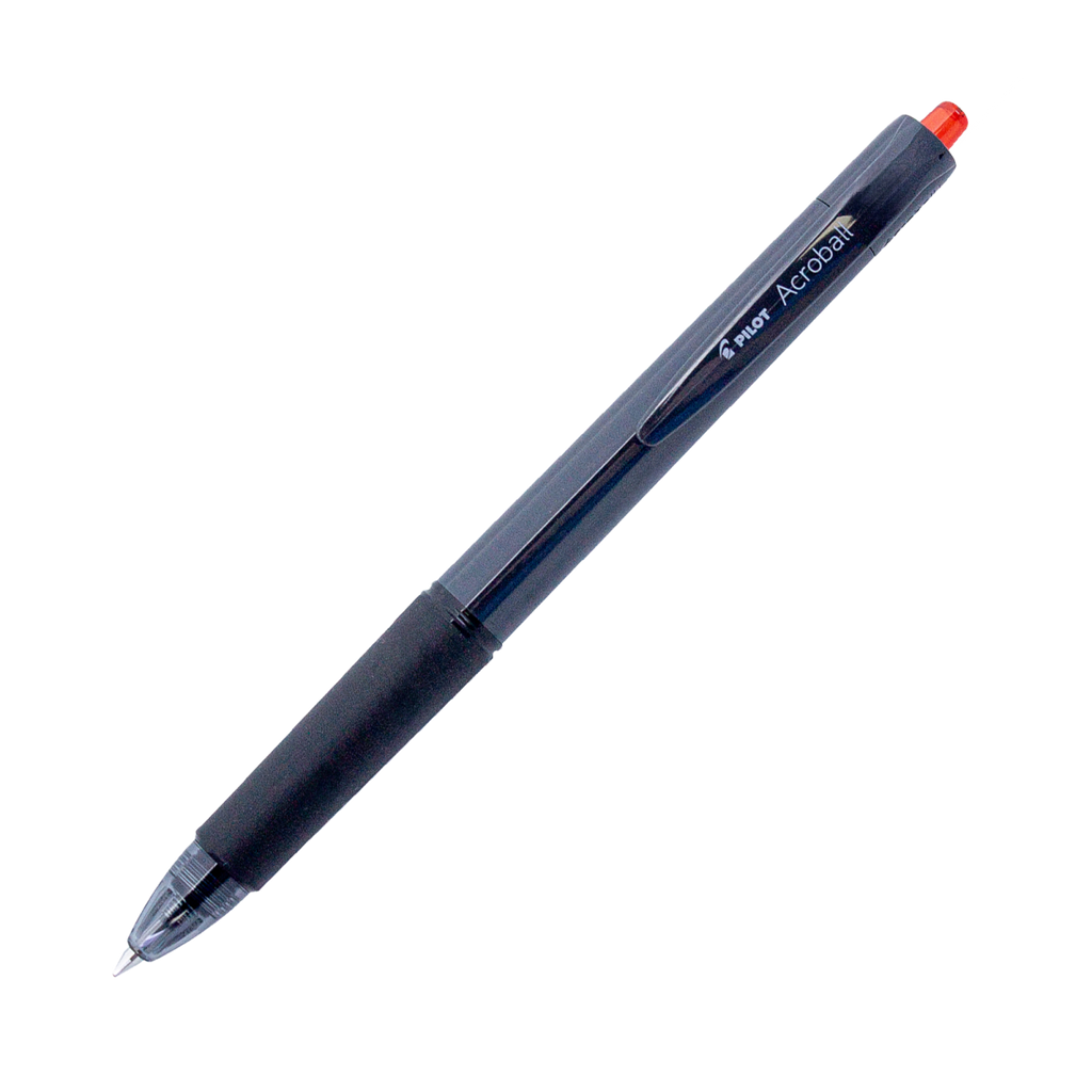 PILOT Acroball 150 Hybrid Retractable Ballpoint Fine Black Barrel Red Ink Box of 10