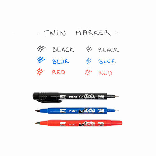 Pilot BegreeN Twin Permanent Marker Dual Nib Black Box of 10