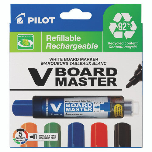 Pilot BegreeN V Board Master Whiteboard Marker Bullet Medium Assorted Pack of 5 with Holder Kit